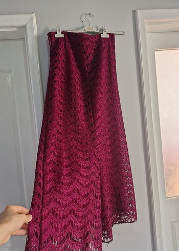 Bordo Dantel Detaylı  Uzun Etek Sıfır - Görsel 2