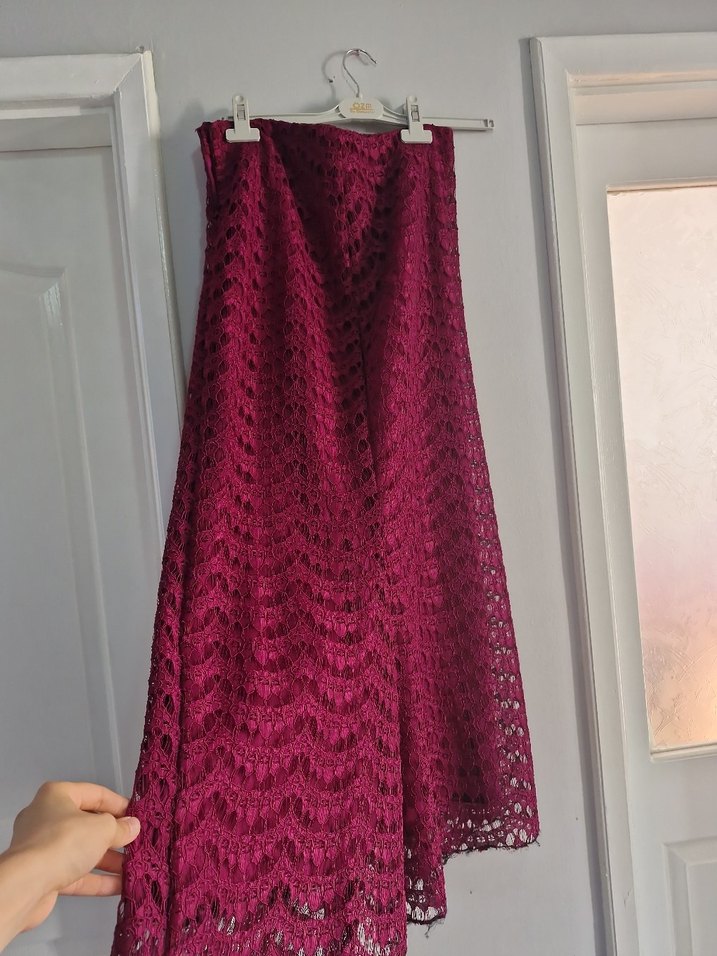 Bordo Dantel Detaylı  Uzun Etek Sıfır - Görsel 2