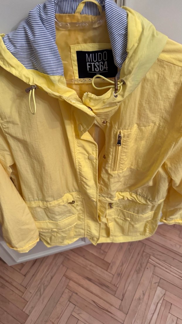 Sarı Kadın Midi Boy Düğmeli Yağmurluk - Görsel 2