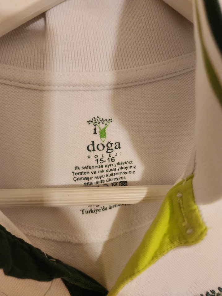 Doğa Koleji Beyaz Polo Yaka Unisex Tişört - Görsel 2