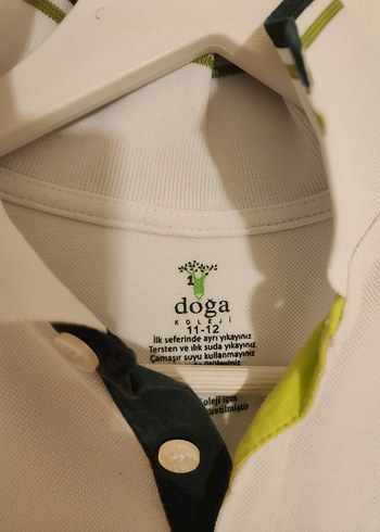 Doğa Koleji Beyaz Unisex Polo Yaka Tişört - Görsel 2