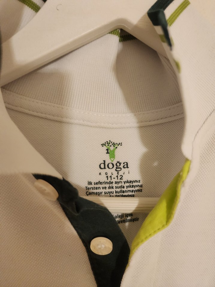 Doğa Koleji Beyaz Unisex Polo Yaka Tişört - Görsel 2
