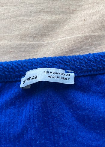Bershka Koyu Mavi İnce Örgü Kadın Triko