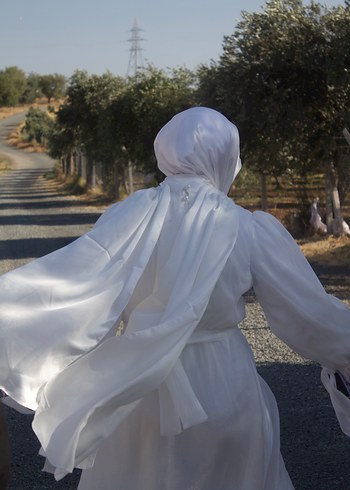 Abiye Kevser bahadır Kollu Beyaz Tesettür Nikah/nişan Elbise