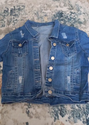 Zara Düğmeli Mavi Kadın Kot Ceket