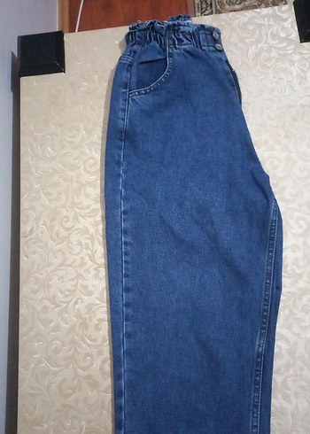 Zara Kadın Mavi Bol Kesim Midi Kot Pantolon