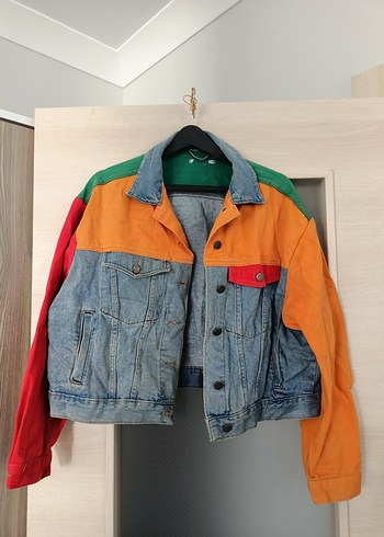 Renkli Düğmeli Kadın Denim Ceket