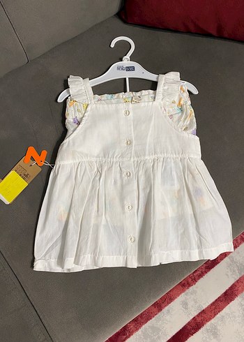 3 Yaş Beden beyaz Renk Kız Bebek Fırfırlı Askılı Takım