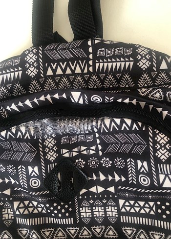 Desenli Bohem Sırt Çantası Siyah Gri - Görsel 3