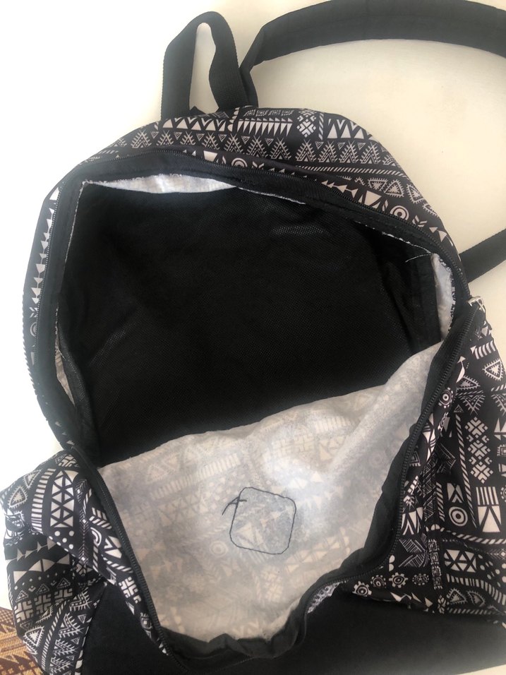Desenli Bohem Sırt Çantası Siyah Gri - Görsel 4