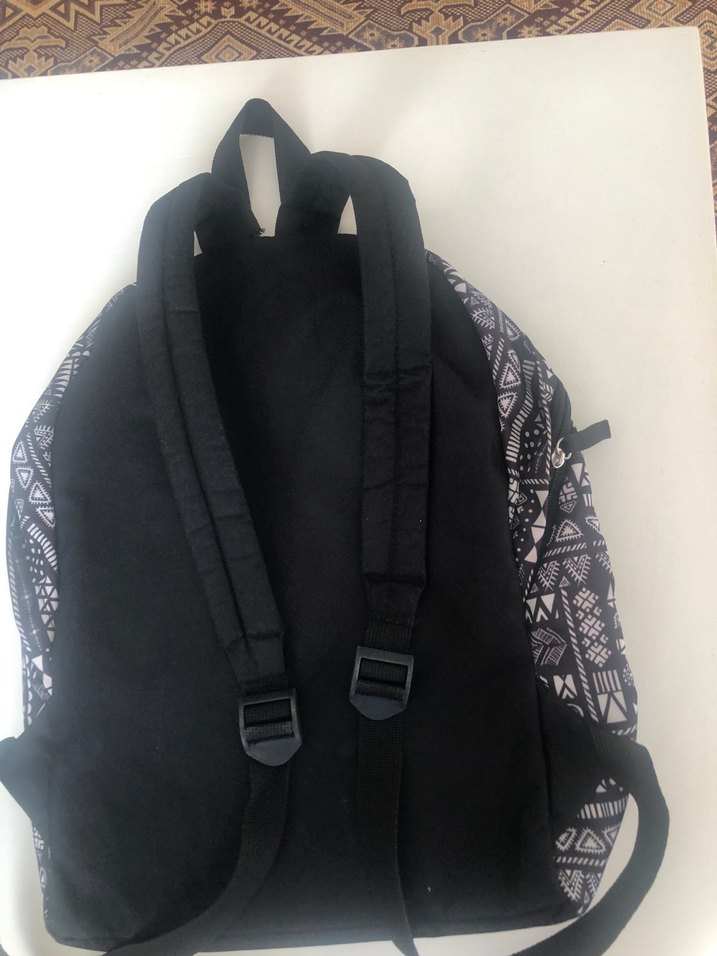 Desenli Bohem Sırt Çantası Siyah Gri - Görsel 2
