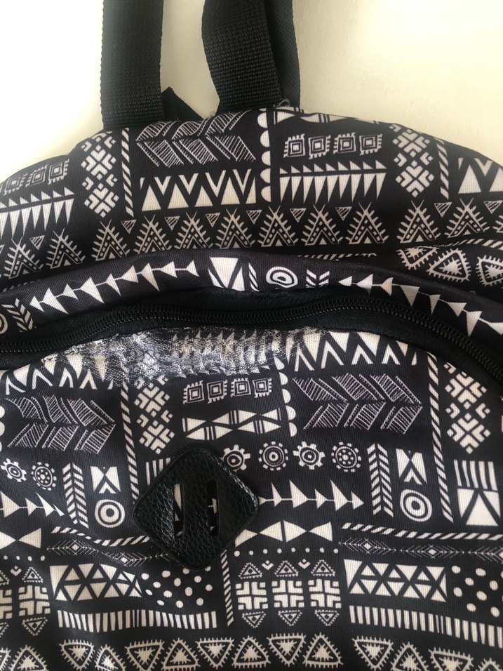 Desenli Bohem Sırt Çantası Siyah Gri - Görsel 3