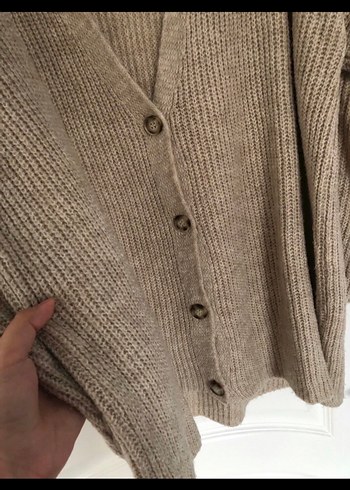 xxl Beden camel Renk Bej Örgü V Yakalı Kadın Hırka