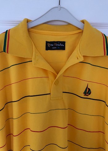 Sarı Çizgili Oversize Polo Tişört - Görsel 4