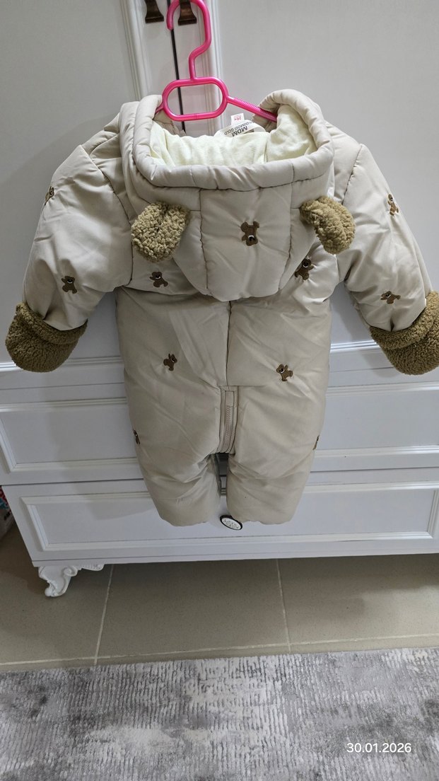 Kışlık-Kürklü Patik-Eldivenli Kapüşonlu Ünisex Astronot Tulum - Görsel 2