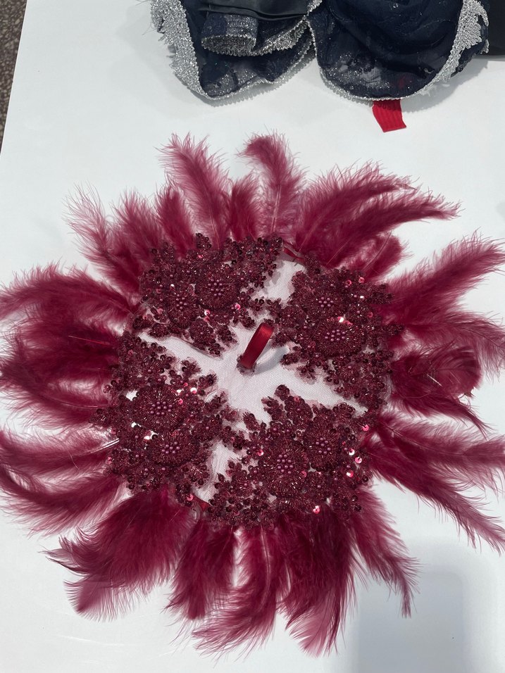 Bordo Kürk Detaylı Bohem Düğün Aksesuarı - Görsel 3