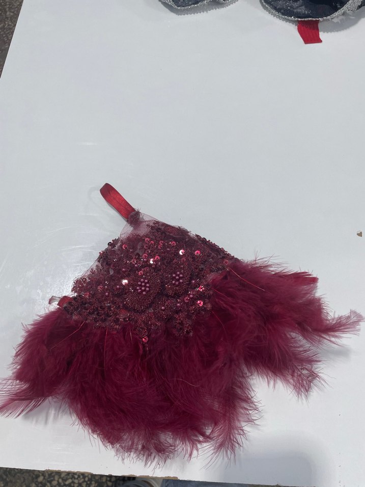 Bordo Kürk Detaylı Bohem Düğün Aksesuarı - Görsel 2