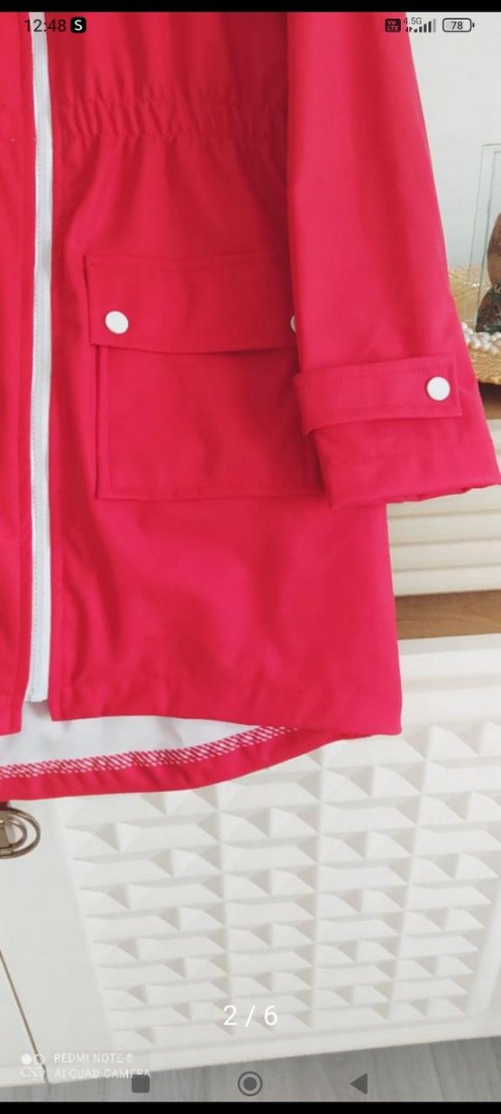 Kırmızı Midi Boy Kadın Yağmurluk - Görsel 3