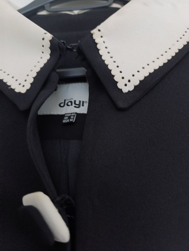 Düğmeli Siyah Klasik Uzun Kadın ceket - Görsel 2