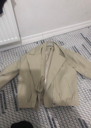 Bej Keten Mini Kadın Ceket - Görsel 7