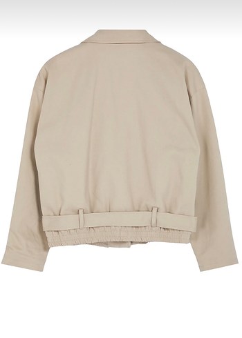 Bej Keten Mini Kadın Ceket - Görsel 3