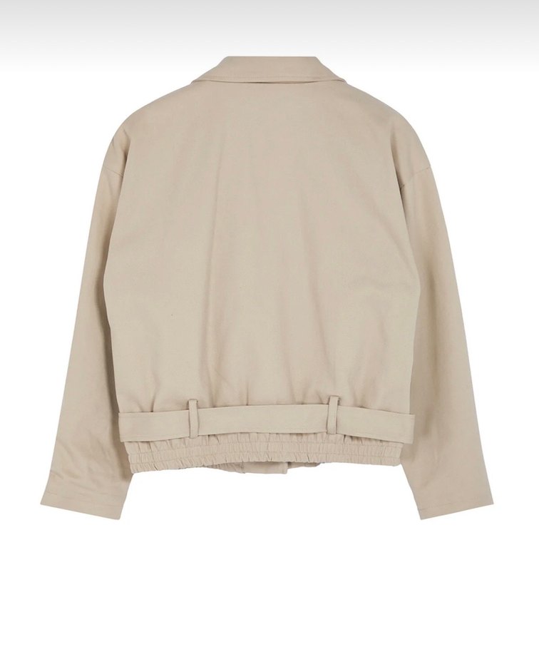 Bej Keten Mini Kadın Ceket - Görsel 3