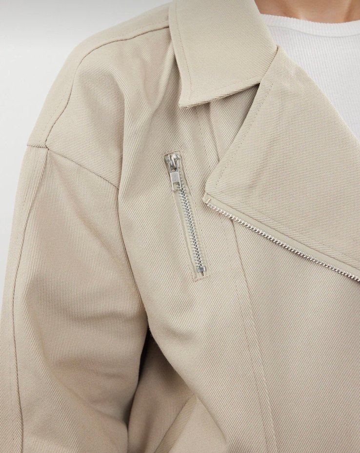 Bej Keten Mini Kadın Ceket - Görsel 5