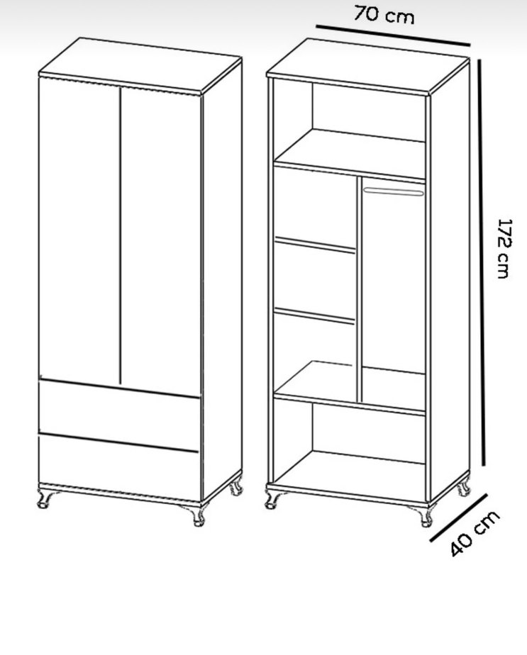 Beyaz  Gardırop 2 Çekmeceli - Görsel 2
