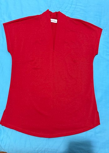 Yurtdışından, kırmızı ,V Yaka, Judith Williams marka bluzu - Görsel 3