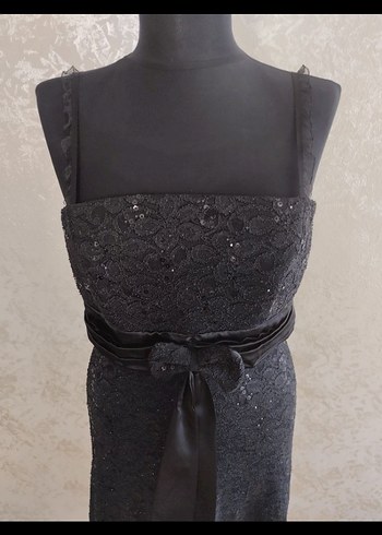 Diğer Siyah Kemerli Gotik Midi Elbise