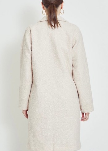 Bej Peluş Midi Kadın Kaban - Görsel 3