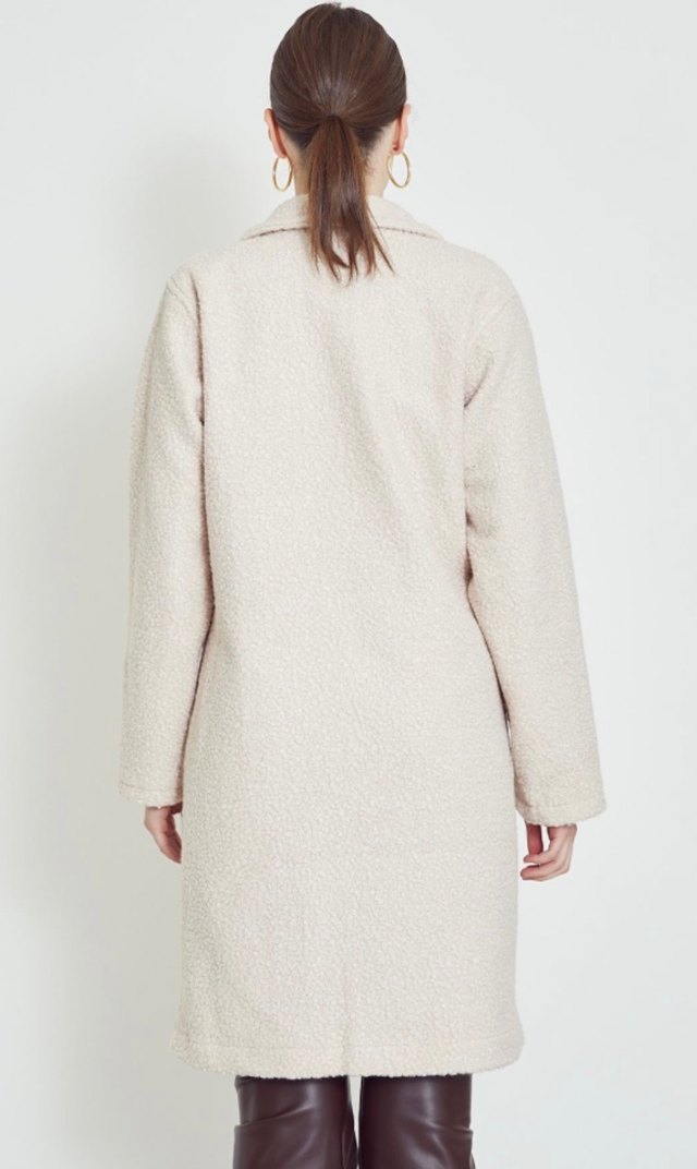 Bej Peluş Midi Kadın Kaban - Görsel 3