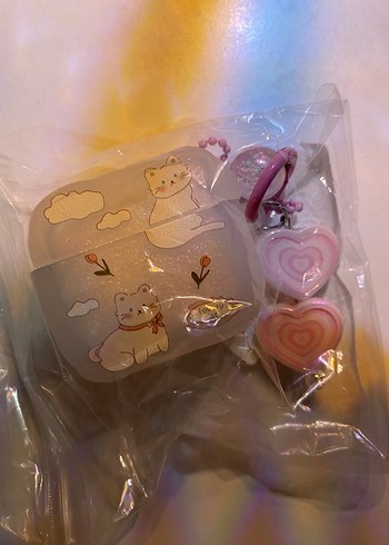 Pastel Renkli Kedi Desenli Airpods Kılıfı - Görsel 3