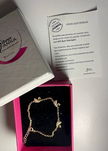 Gold renk kuğu detay gümüş bileklik - Görsel 2