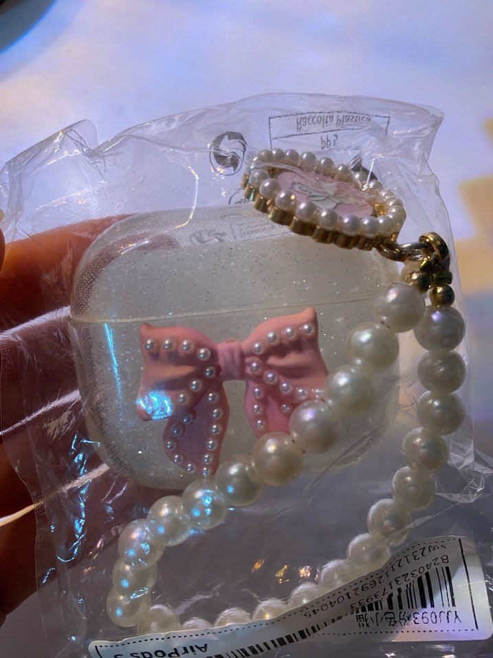 Pembe Boncuklu simli airpods3 kılıf - Görsel 2