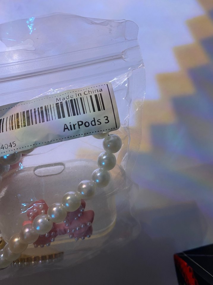 Pembe Boncuklu simli airpods3 kılıf - Görsel 3