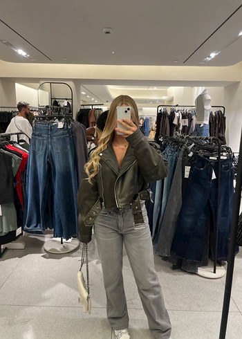 xs Beden kahverengi Renk Zara deri ceket