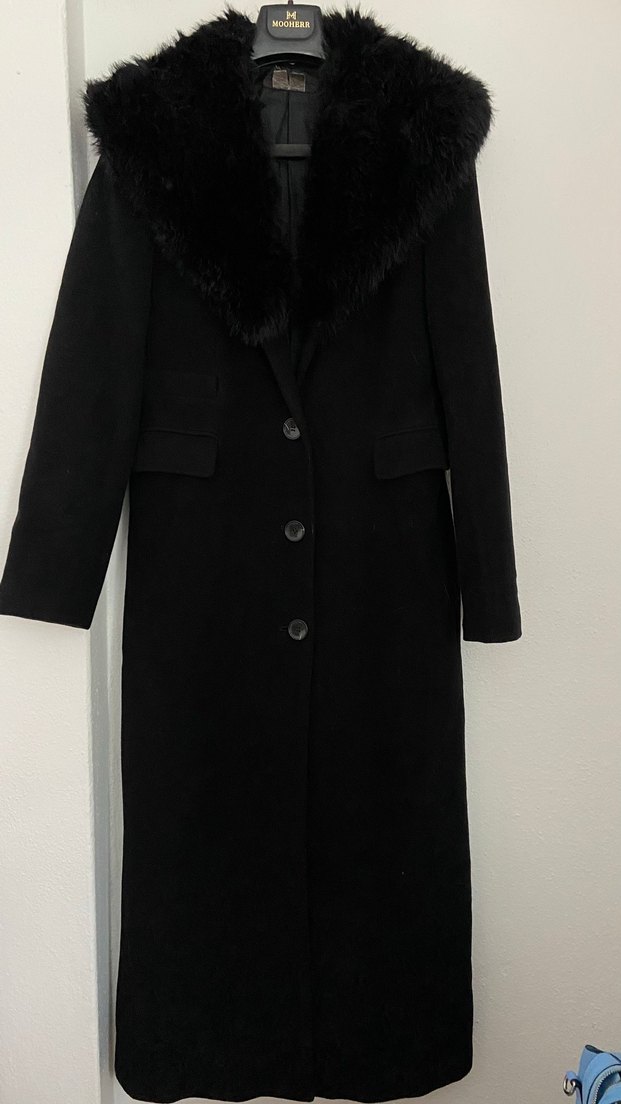 Siyah Uzun Kaban, Kürklü Yaka - Görsel 2