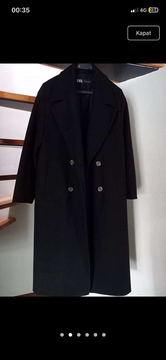 Siyah Midi Kadın Oversize Kaban - Görsel 2