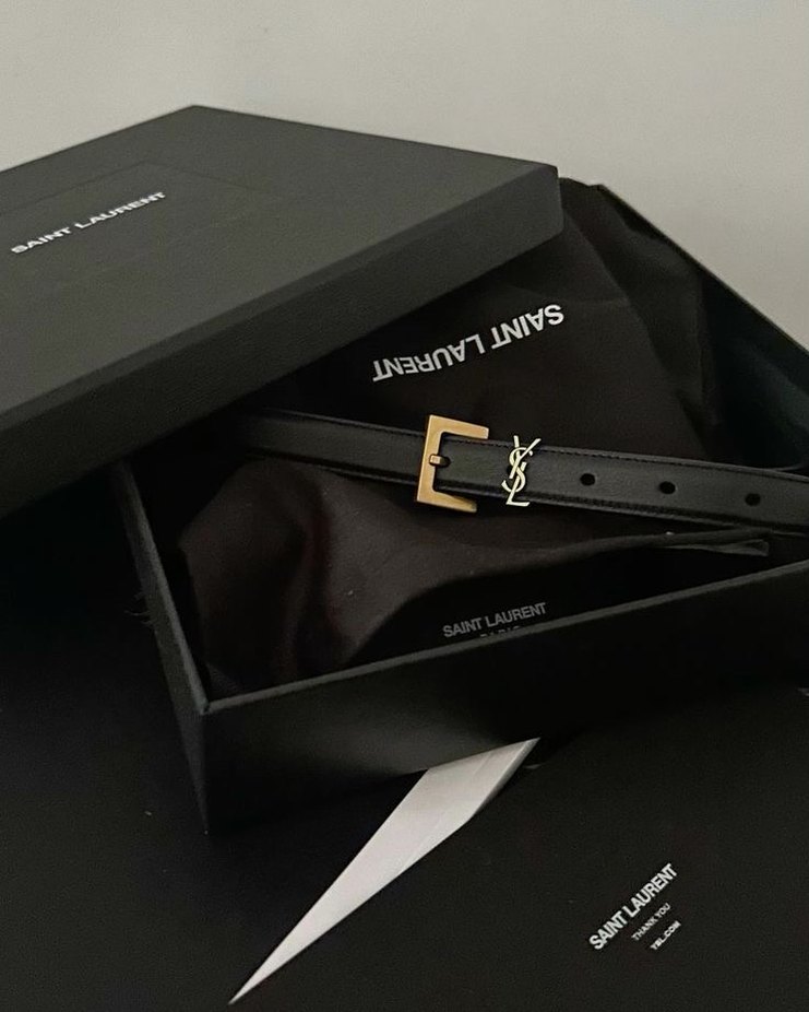 Saint Laurent Siyah Deri Kemerli Çanta - Görsel 2