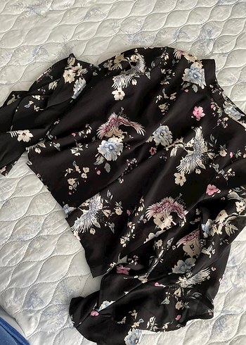 Çiçek Desenli Bohem Uzun Kollu Kimono