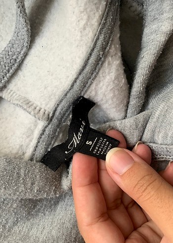 Mavi Gri Kapüşonlu Mavi Baskılı Sweatshirt