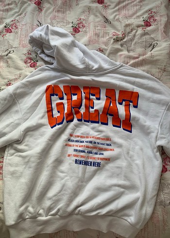 s Beden beyaz Baskılı Beyaz Kapüşonlu Sweatshirt