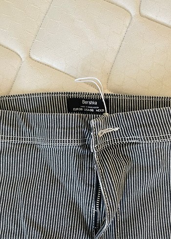 Düğmeli Çizgili Erkek Kot Pantolon