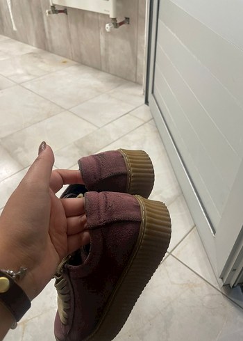 39 Beden Bordo Süet Platform Topuklu Kadın Spor Ayakkabı
