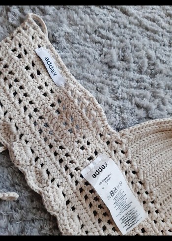 Bej Örgü Bohem Mini Büstiyer - Görsel 3