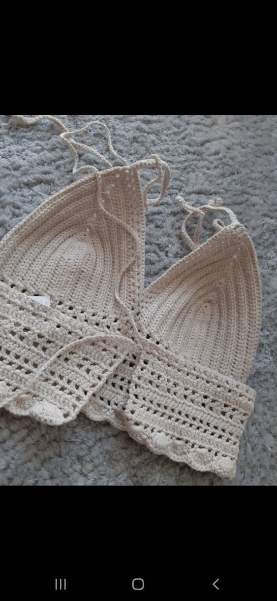 Bej Örgü Bohem Mini Büstiyer - Görsel 2