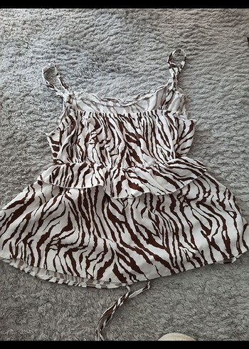 Zebra Desenli Mini Askılı Bluz - Görsel 2