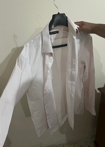 Açık pembe renkli Erkek Düğmeli Uzun Kollu Gömlek