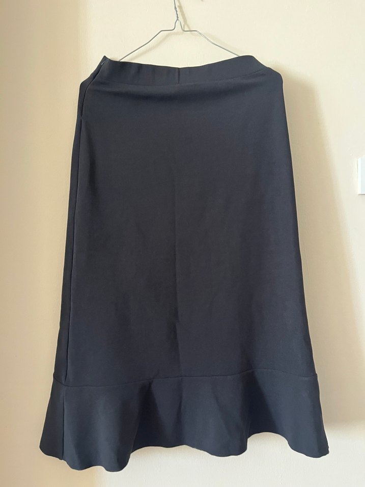 Drapeli Siyah Midi Uzun Etek - Görsel 2